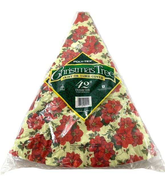 Hallmark Other - Vintage Hallmark Poly-Tex Christmas Tree Skirt Table Cover 42” Poinsettia New